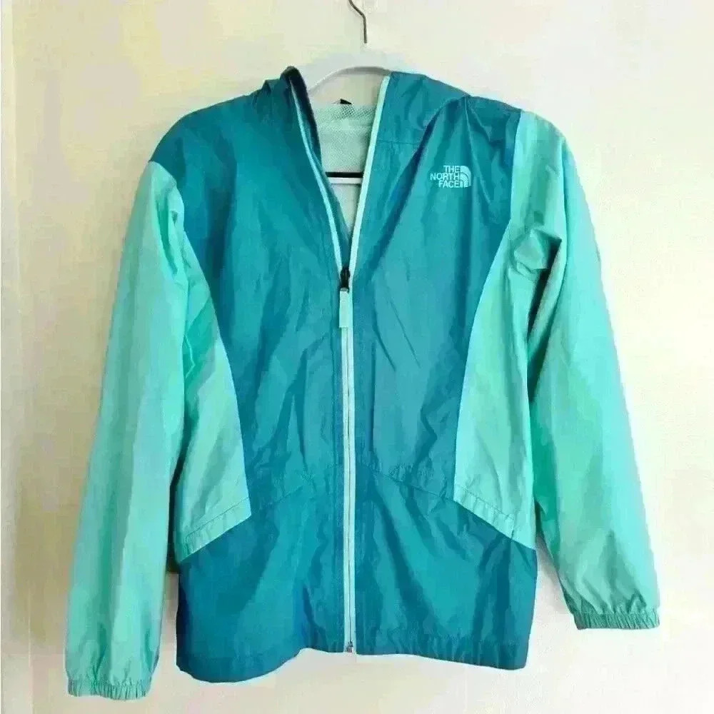 The North Face Girls NF0A2U3F Zipline Rain‎ Jacket Hood Green/Mint XL 18
